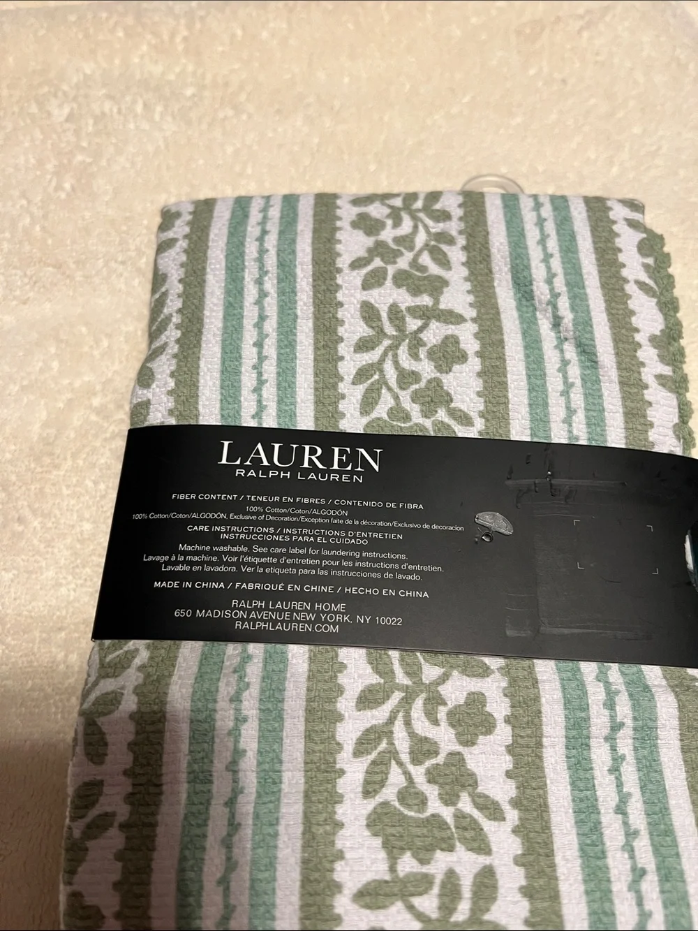 Lauren Ralph Lauren set of 3 kitchen towels floral & stripe print white,  green